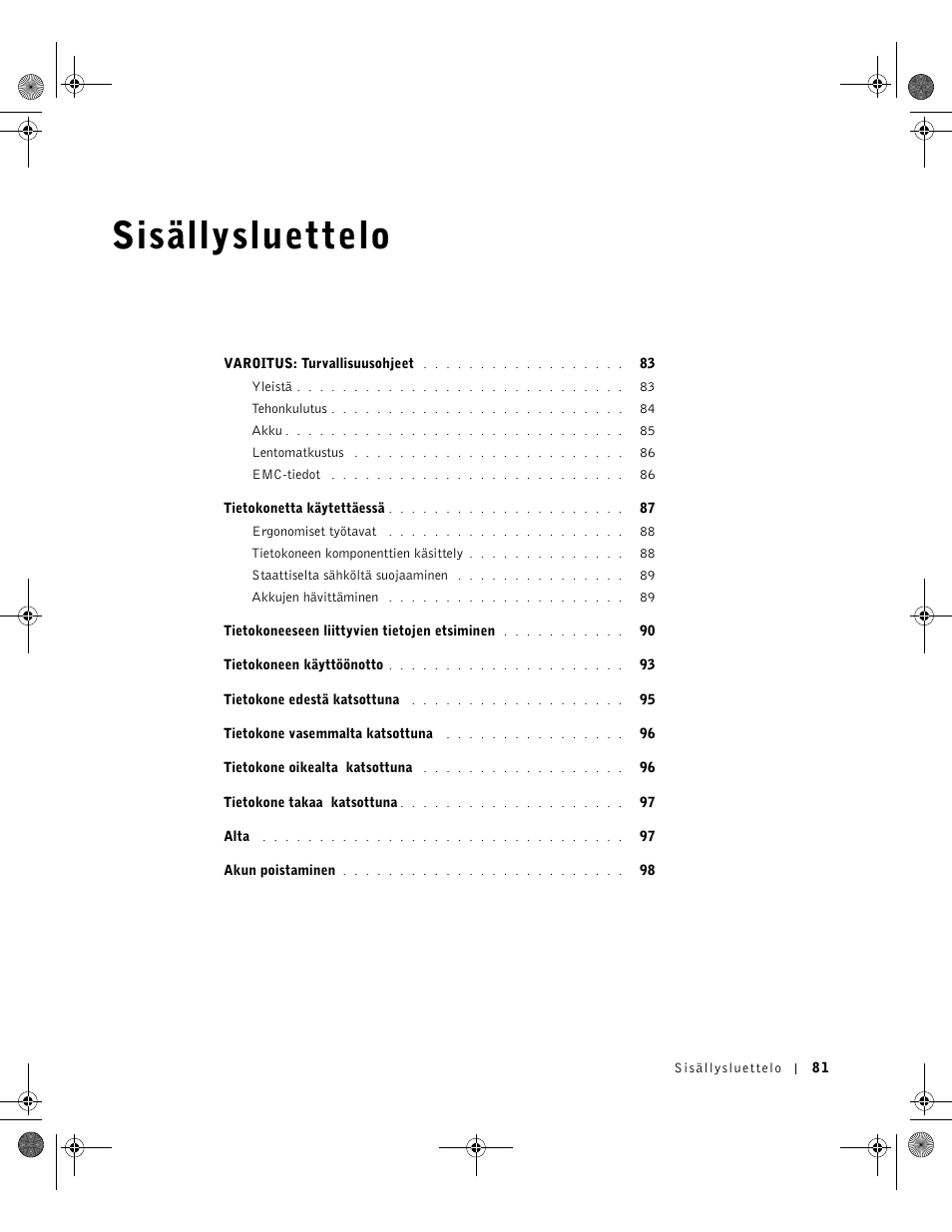 Sisällysluettelo | Dell Latitude X300 User Manual | Page 83 / 346