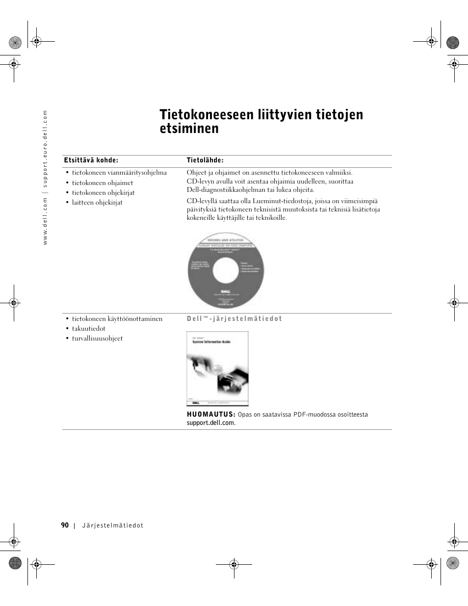 Tietokoneeseen liittyvien tietojen etsiminen | Dell Latitude X300 User Manual | Page 92 / 346