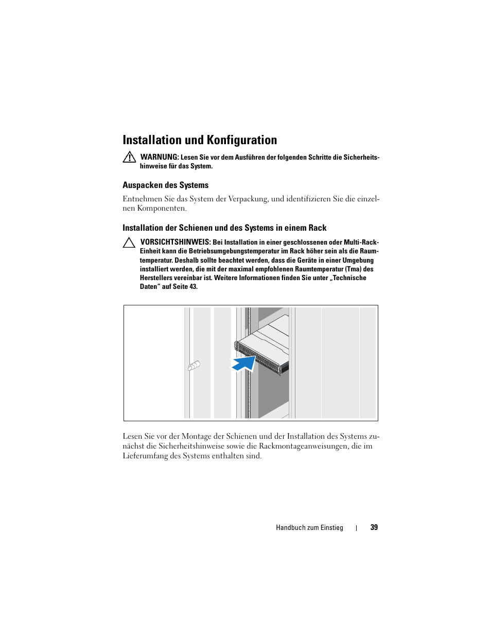 Installation und konfiguration, Auspacken des systems | Dell PowerVault MD1220 User Manual | Page 41 / 122
