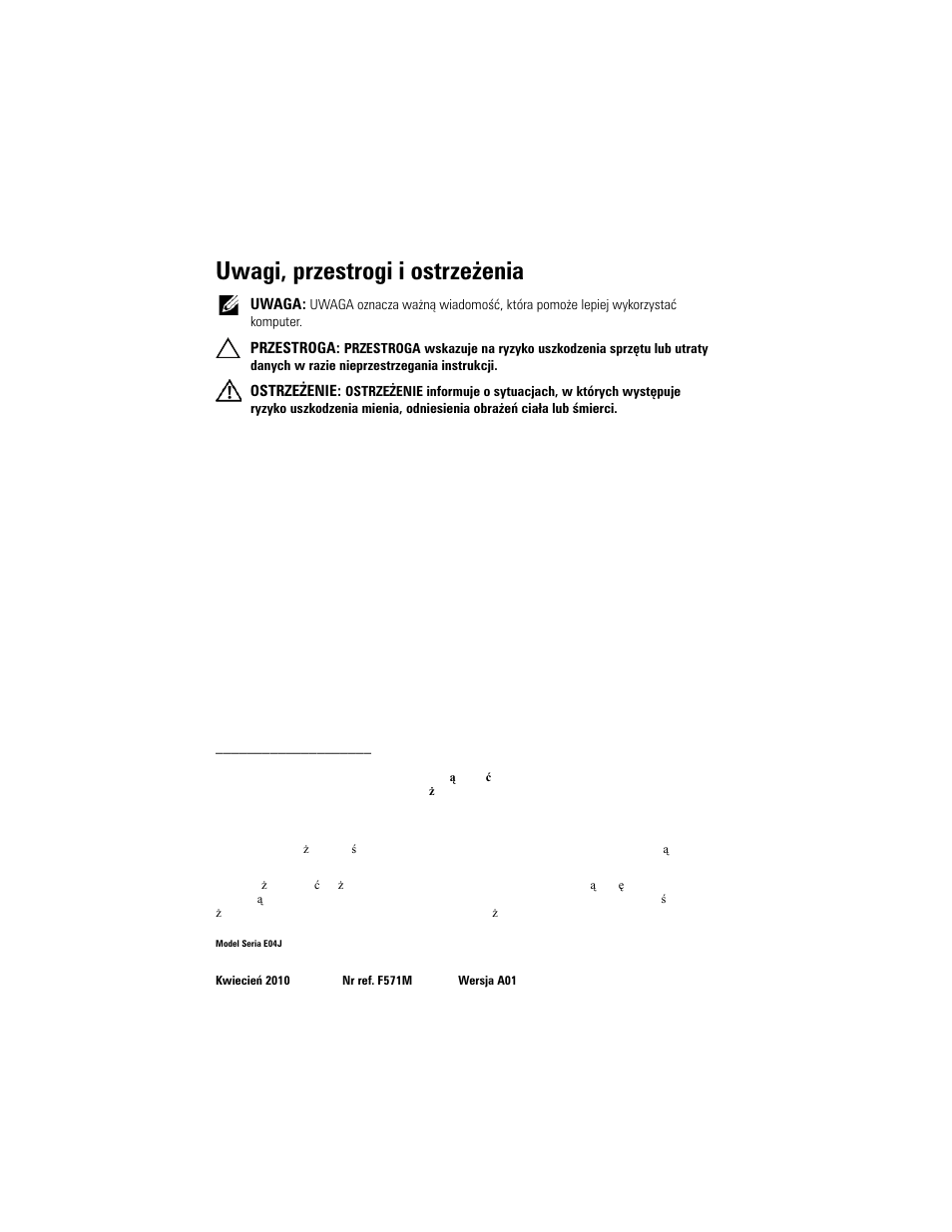 Uwagi, przestrogi i ostrzeżenia | Dell PowerVault MD1220 User Manual | Page 64 / 122