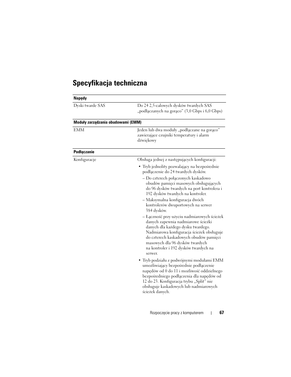 Specyfikacja techniczna | Dell PowerVault MD1220 User Manual | Page 69 / 122