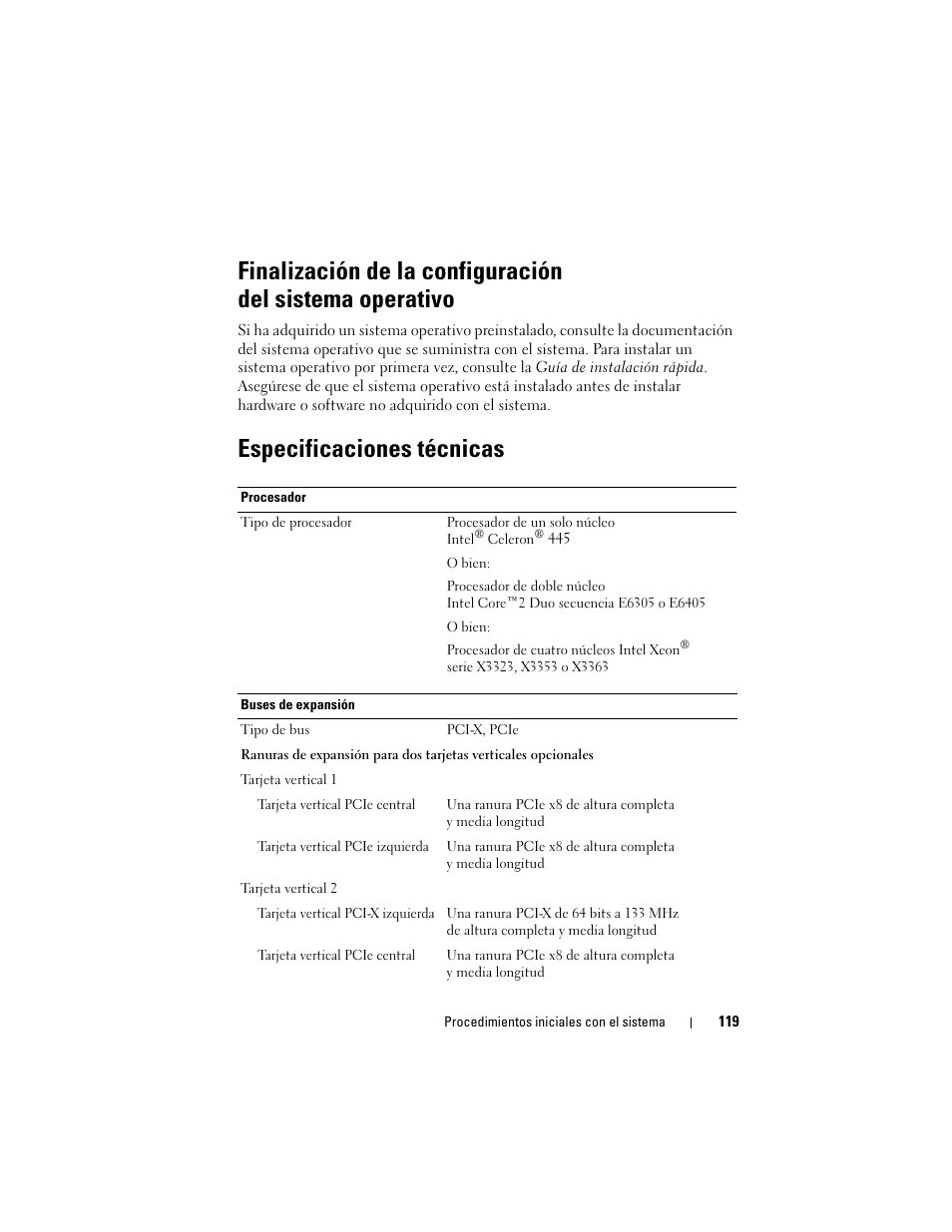 Especificaciones técnicas | Dell POWEREDGE 300 User Manual | Page 121 / 138