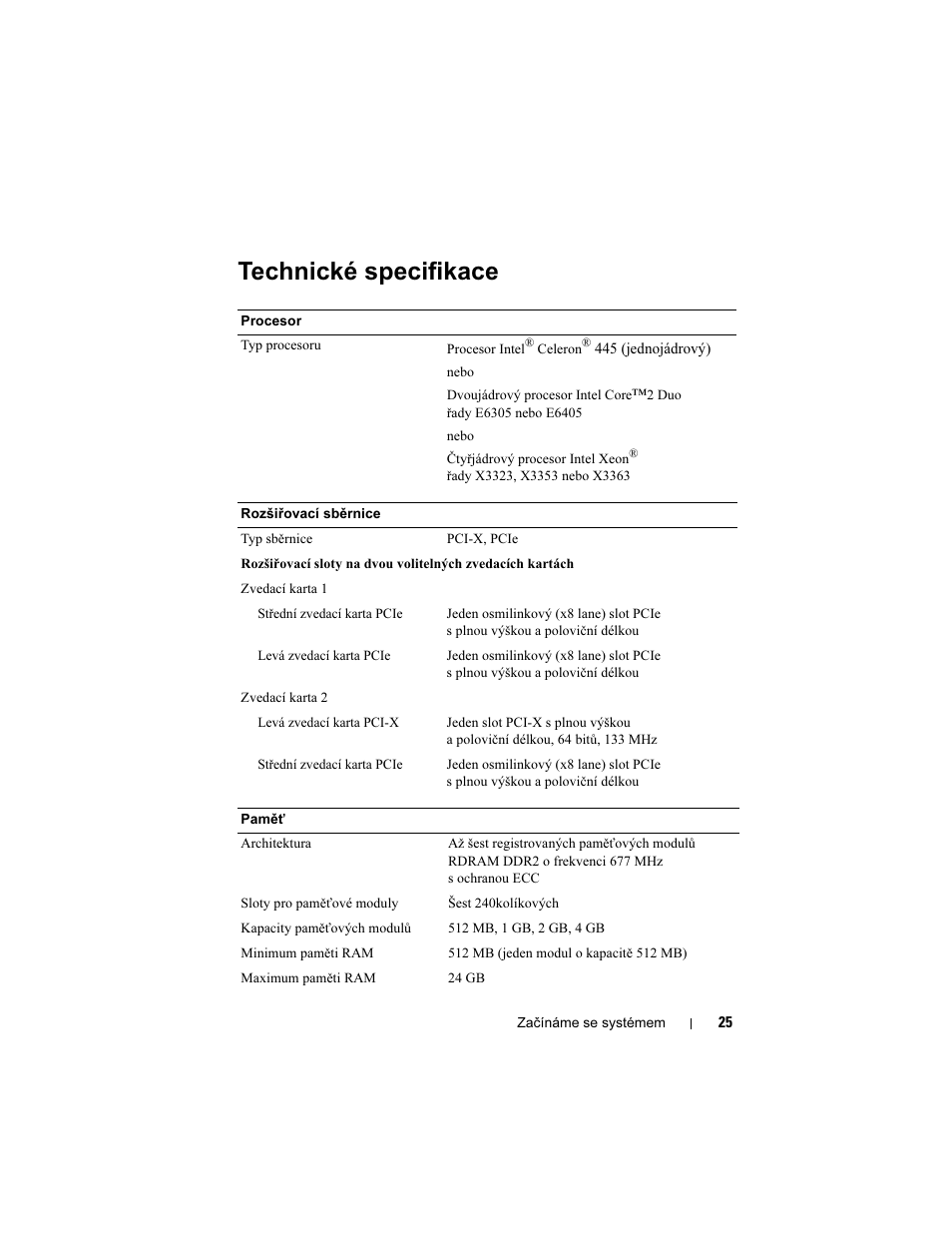 Technické specifikace | Dell POWEREDGE 300 User Manual | Page 27 / 138