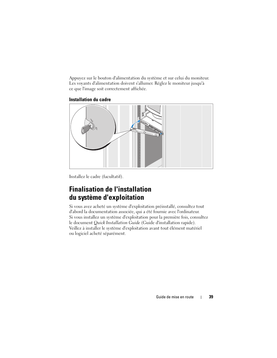 Installation du cadre | Dell POWEREDGE 300 User Manual | Page 41 / 138