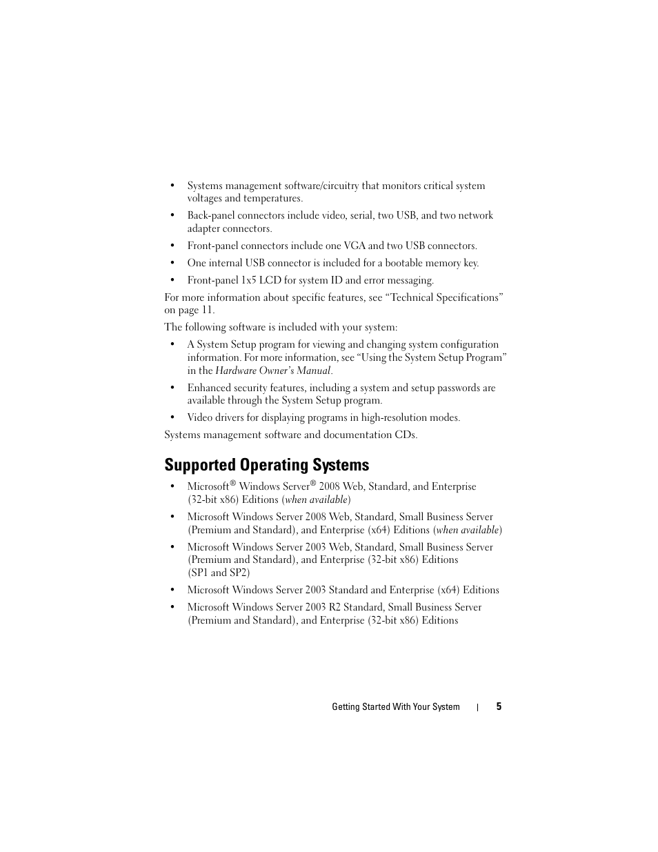 Supported operating systems | Dell POWEREDGE 300 User Manual | Page 7 / 138