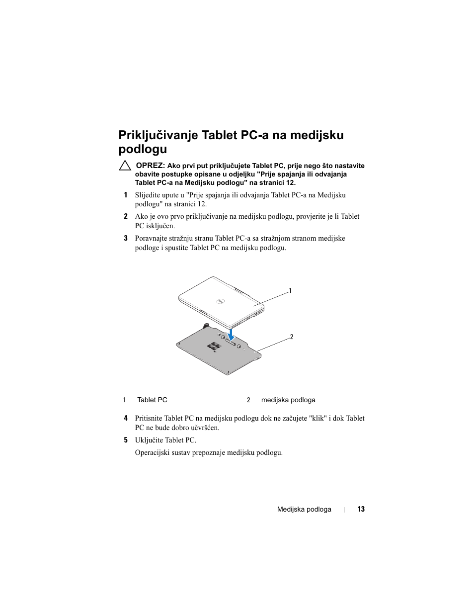 Priključivanje tablet pc-a na medijsku podlogu | Dell Latitude XT3 User Manual | Page 15 / 108