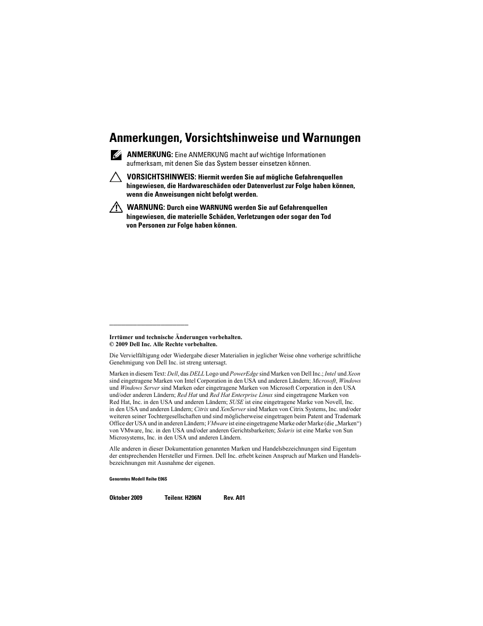 Anmerkungen, vorsichtshinweise und warnungen | Dell PowerEdge R910 User Manual | Page 40 / 122