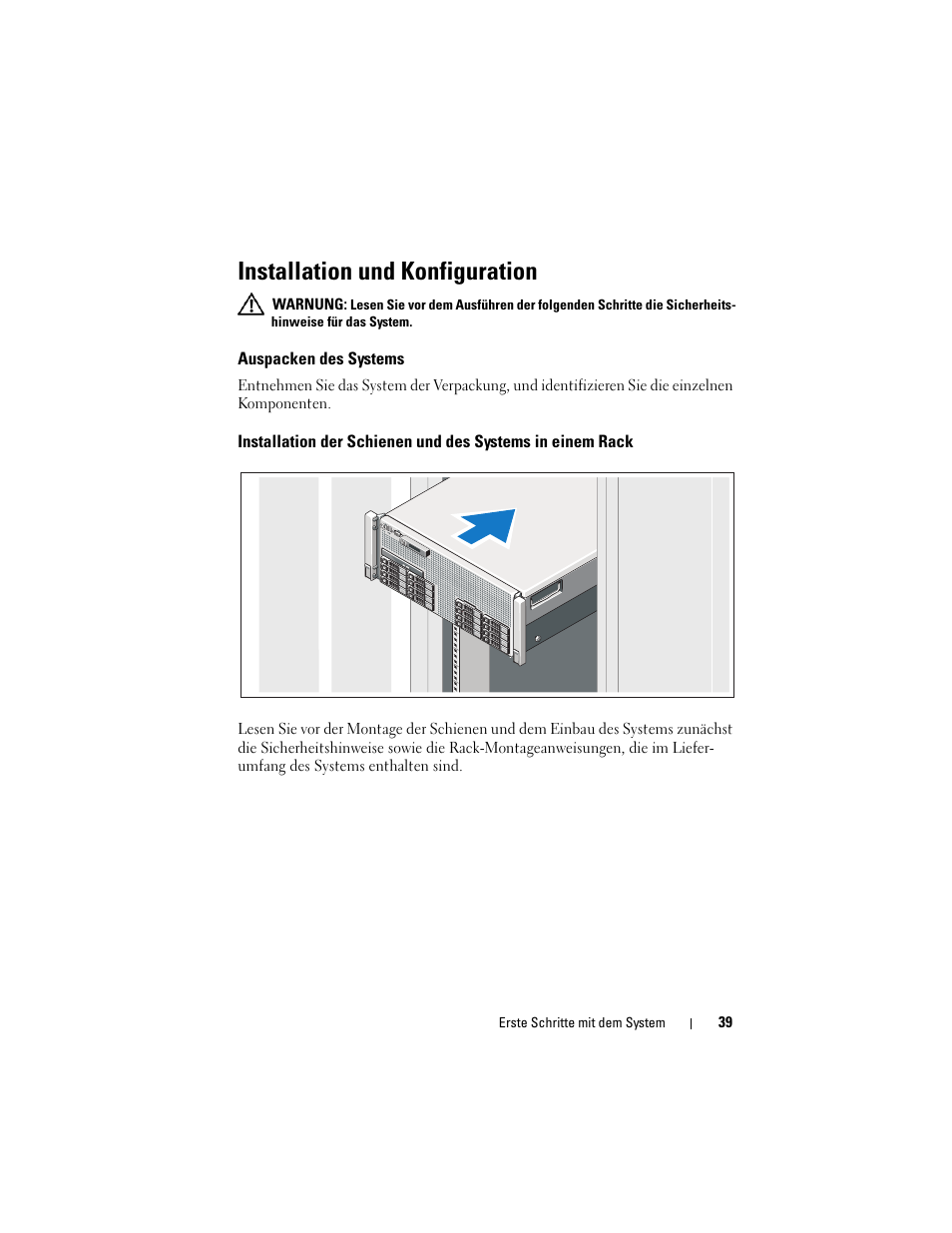 Installation und konfiguration, Auspacken des systems | Dell PowerEdge R910 User Manual | Page 41 / 122