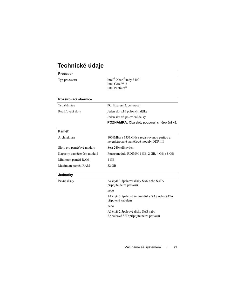 Technické údaje | Dell PowerEdge R310 User Manual | Page 23 / 132