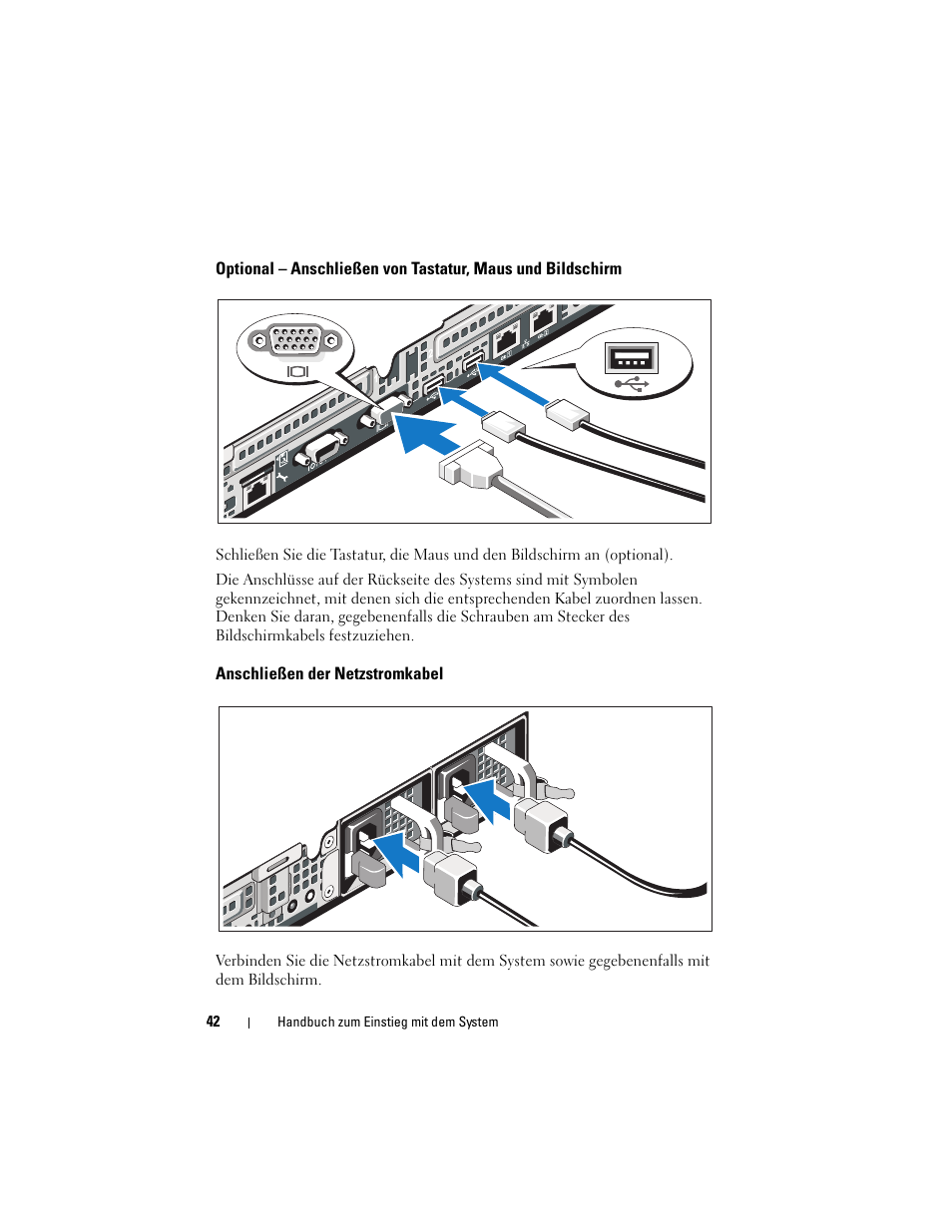 Anschließen der netzstromkabel | Dell PowerEdge R310 User Manual | Page 44 / 132