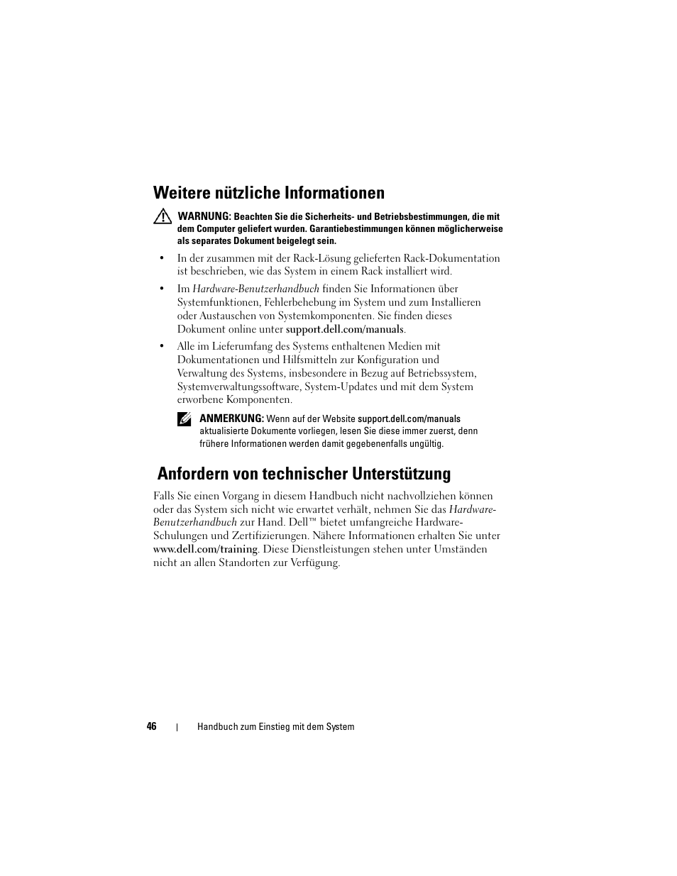 Weitere nützliche informationen, Anfordern von technischer unterstützung | Dell PowerEdge R310 User Manual | Page 48 / 132