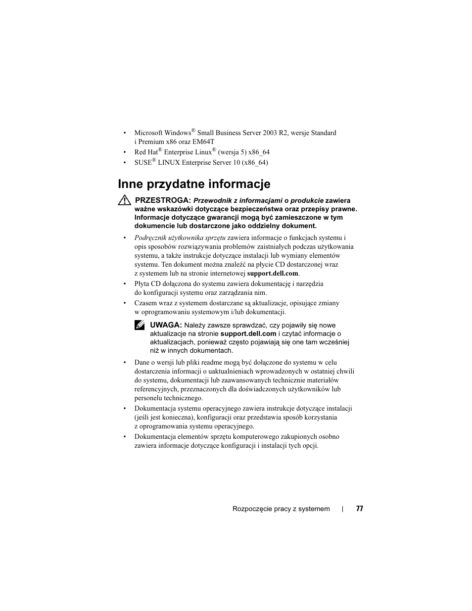Inne przydatne informacje | Dell PowerEdge T105 User Manual | Page 79 / 128