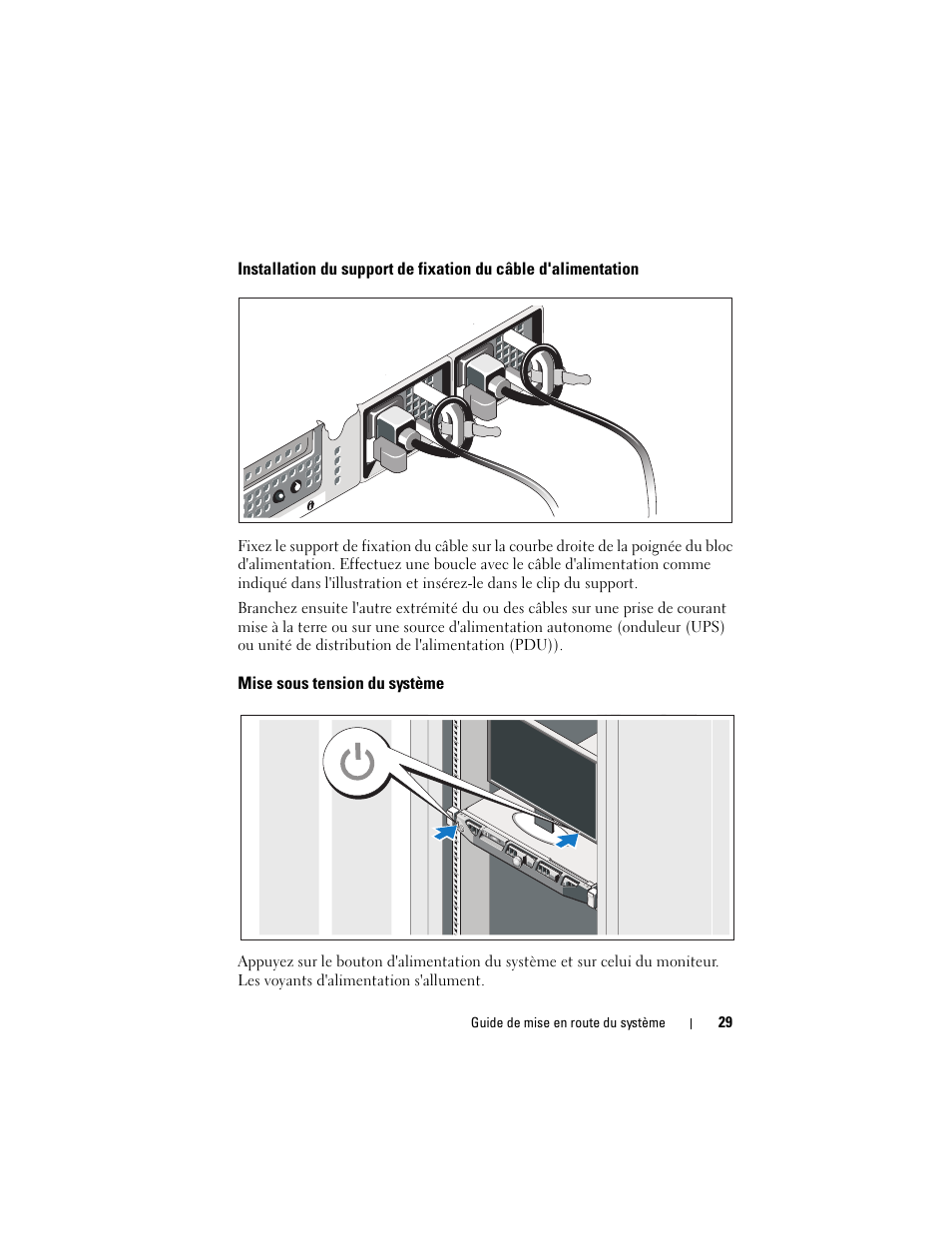 Mise sous tension du système | Dell PowerEdge R415 User Manual | Page 31 / 130