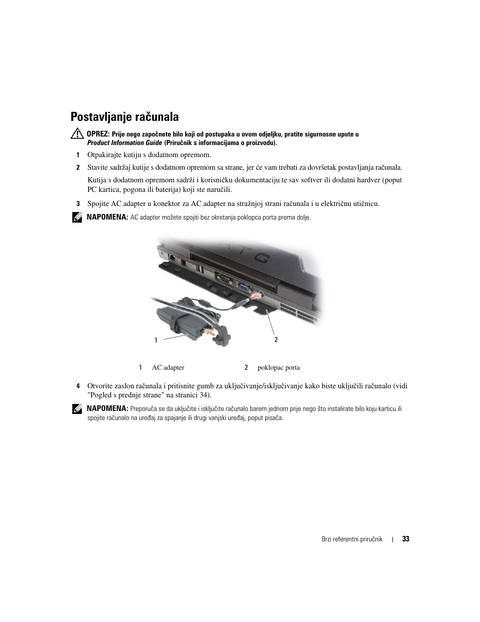 Postavljanje računala | Dell Latitude D620 ATG User Manual | Page 33 / 144