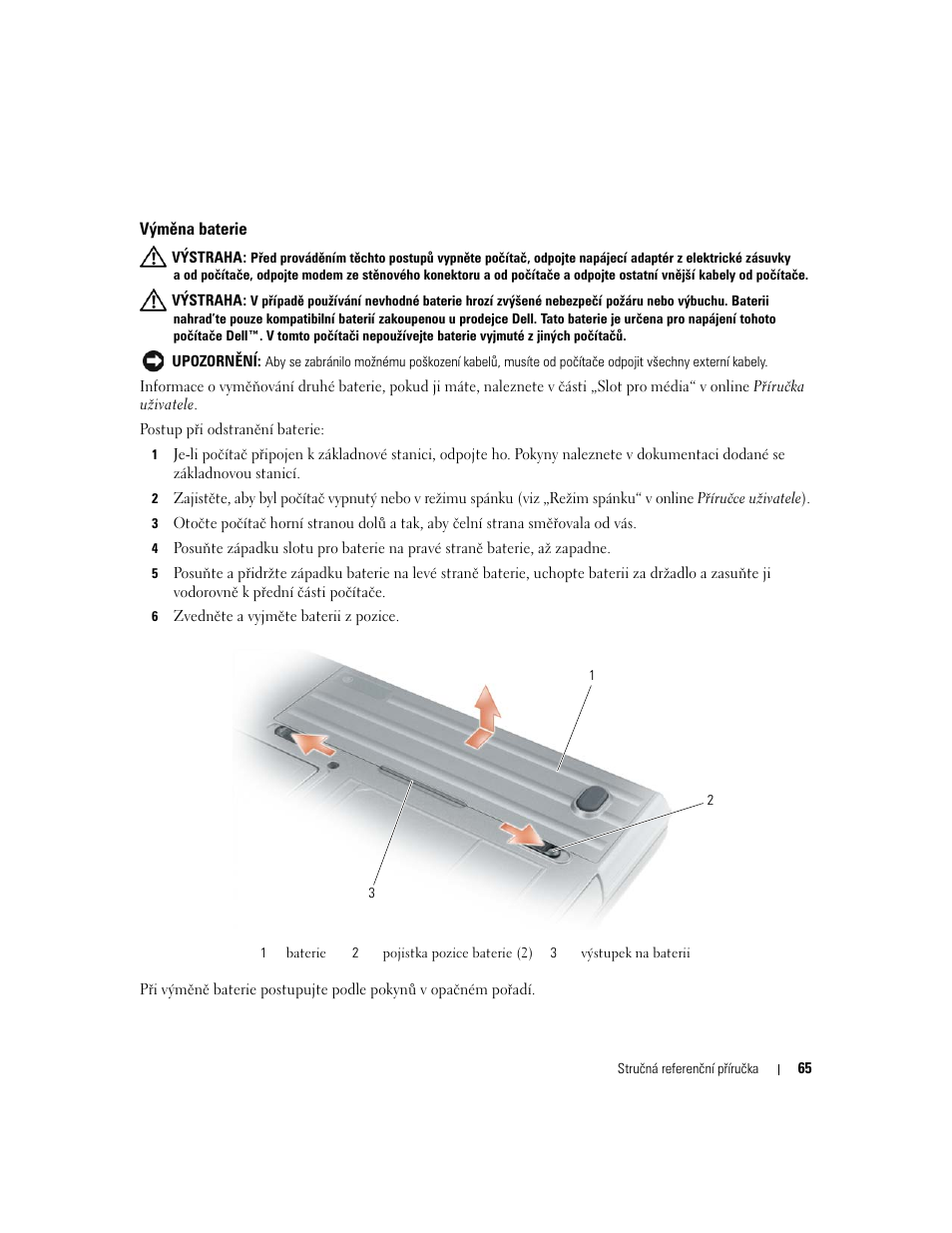 Výměna baterie | Dell Latitude D620 ATG User Manual | Page 65 / 144