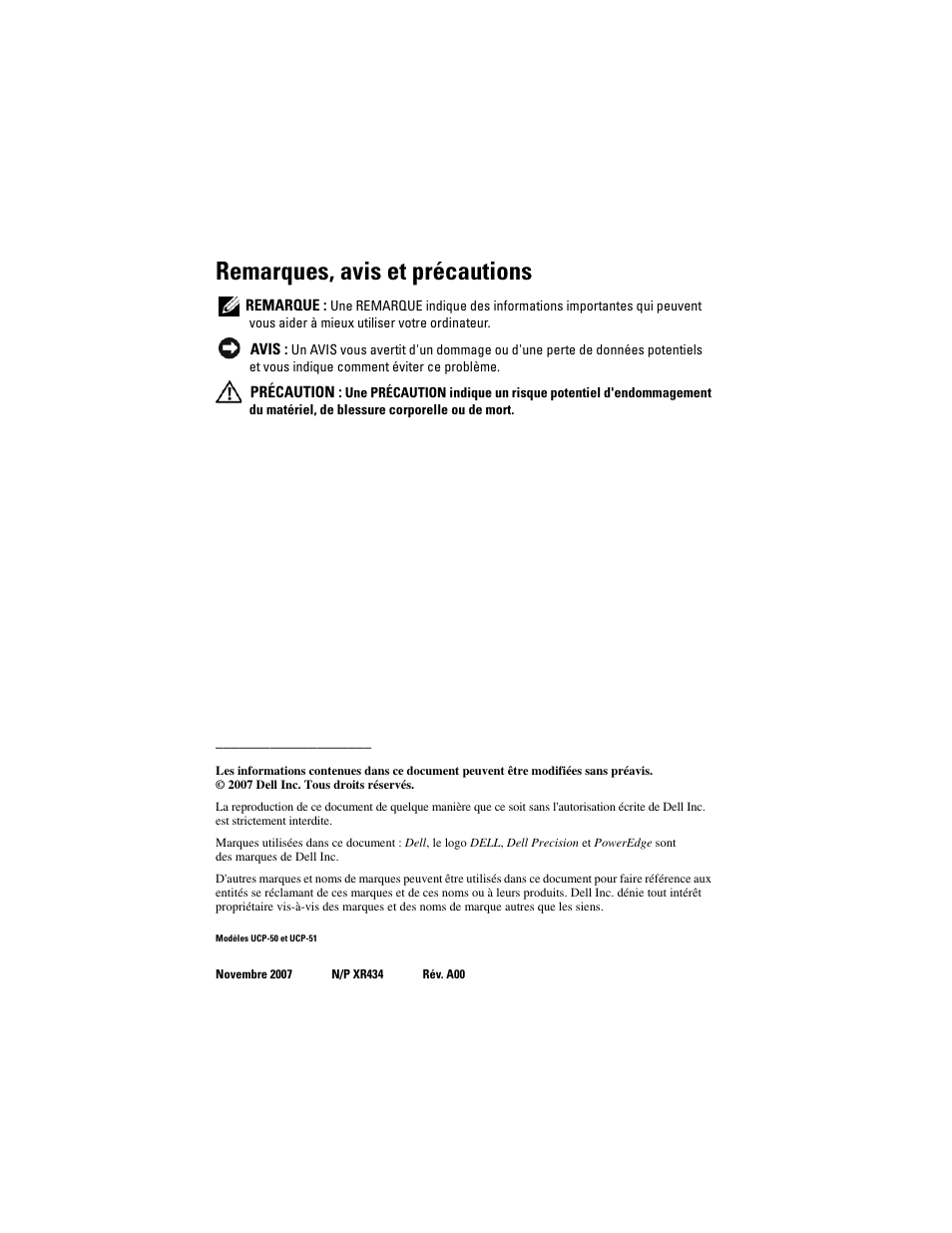 Remarques, avis et précautions | Dell PowerEdge RAID Controller 6E User Manual | Page 40 / 120