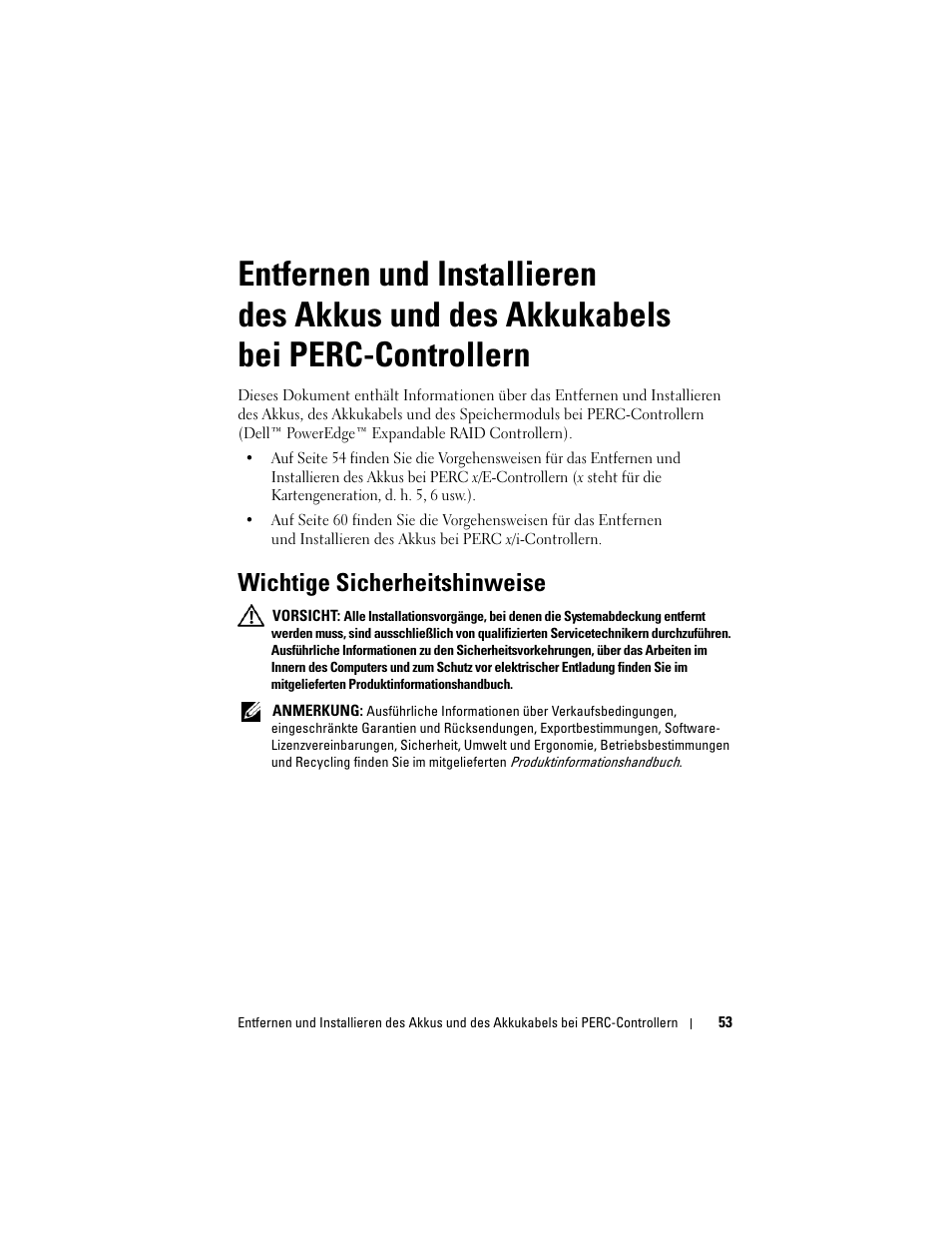 Wichtige sicherheitshinweise | Dell PowerEdge RAID Controller 6E User Manual | Page 55 / 120