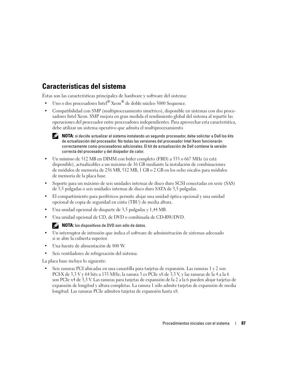 Características del sistema | Dell PowerEdge 1900 User Manual | Page 89 / 110