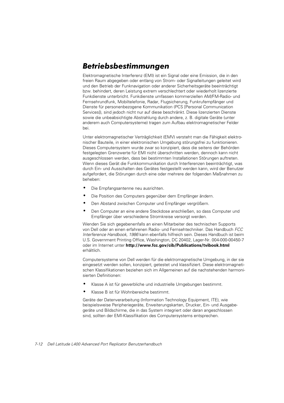 Betriebsbestimmungen | Dell Latitude L400 User Manual | Page 101 / 225