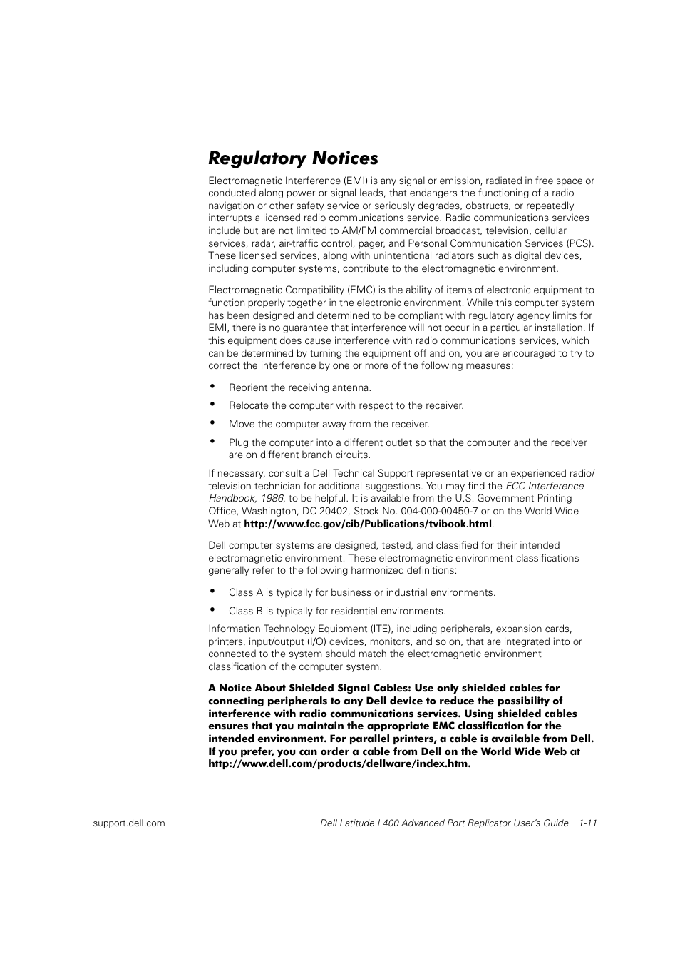 Regulatory notices | Dell Latitude L400 User Manual | Page 12 / 225