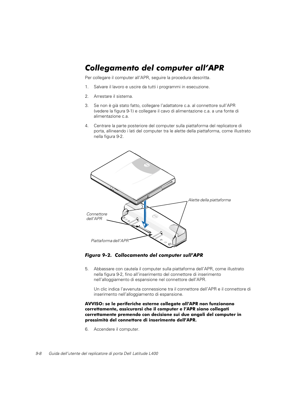 Collegamento del computer all’apr | Dell Latitude L400 User Manual | Page 125 / 225