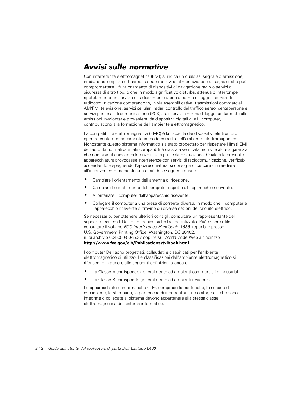 Avvisi sulle normative | Dell Latitude L400 User Manual | Page 129 / 225