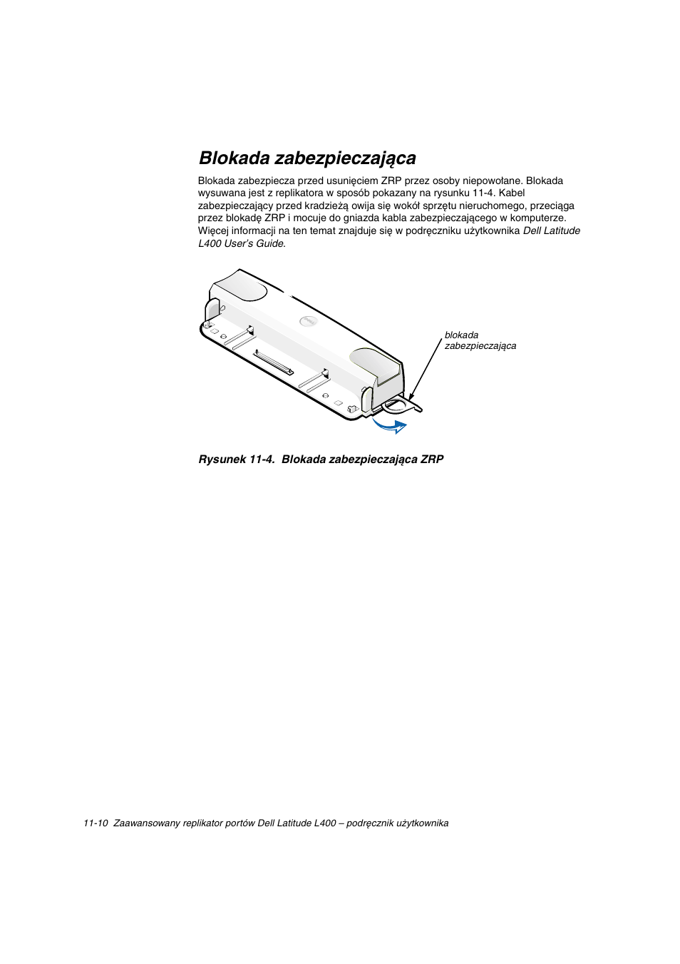 Blokada zabezpieczająca | Dell Latitude L400 User Manual | Page 155 / 225