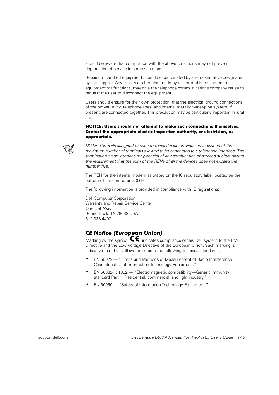 Ce notice (european union) | Dell Latitude L400 User Manual | Page 16 / 225