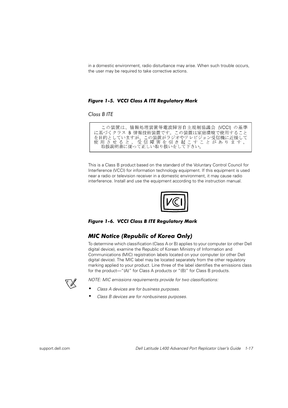 Vcci-a | Dell Latitude L400 User Manual | Page 18 / 225