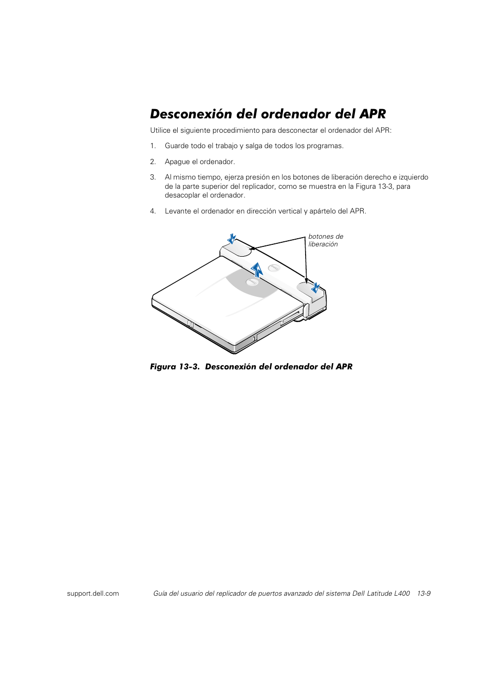 Desconexión del ordenador del apr | Dell Latitude L400 User Manual | Page 180 / 225
