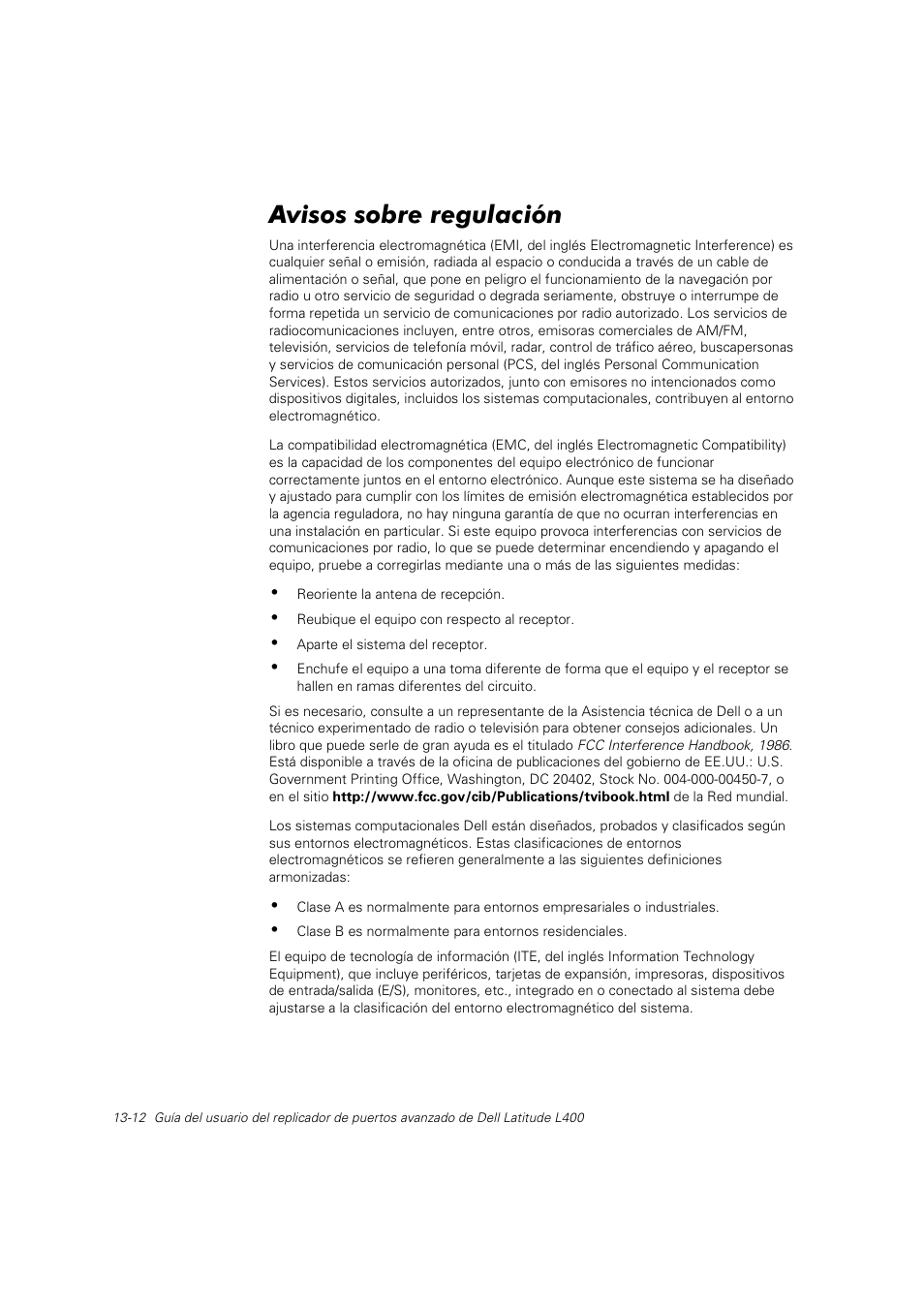 Avisos sobre regulación | Dell Latitude L400 User Manual | Page 183 / 225