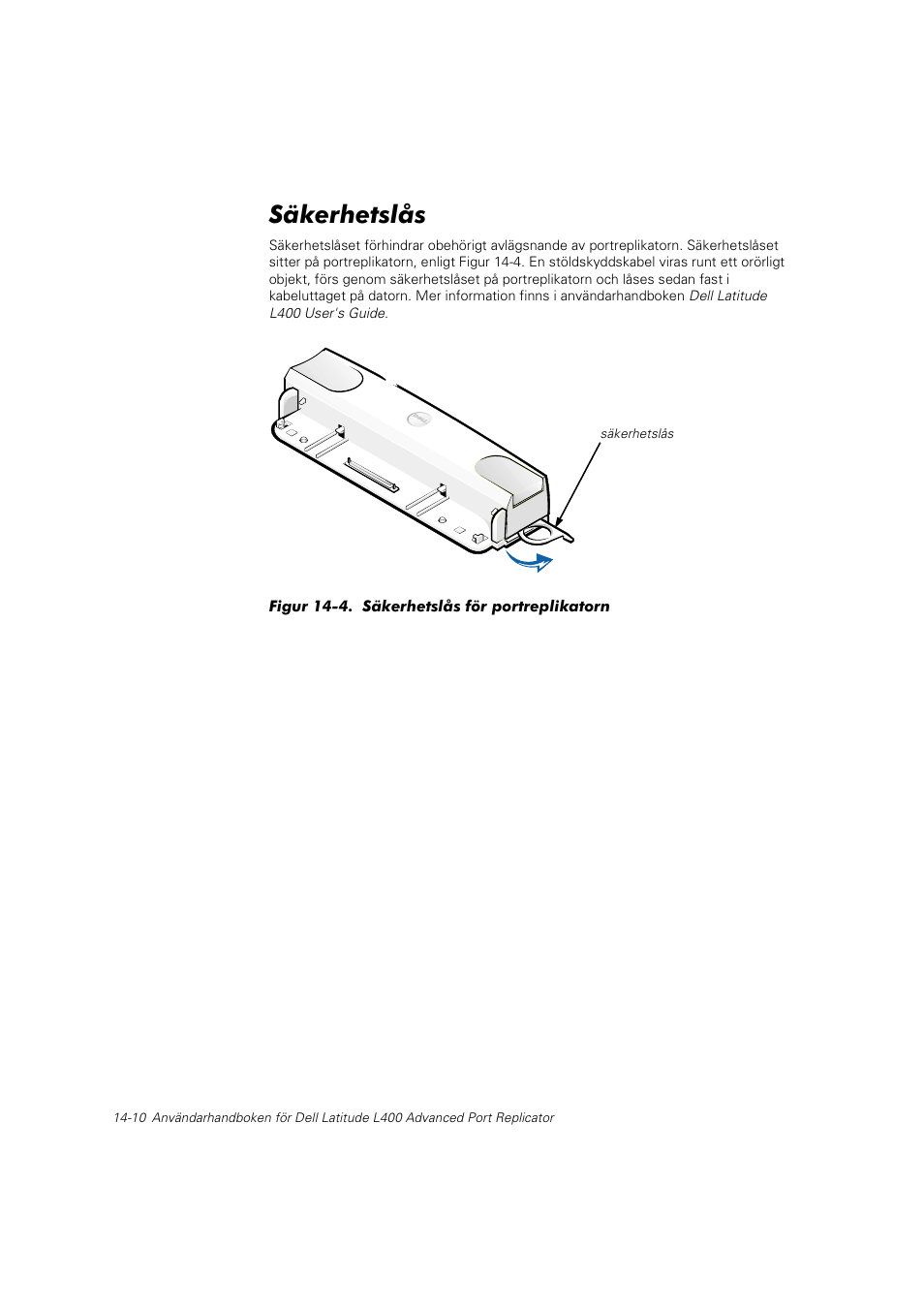 Säkerhetslås | Dell Latitude L400 User Manual | Page 195 / 225