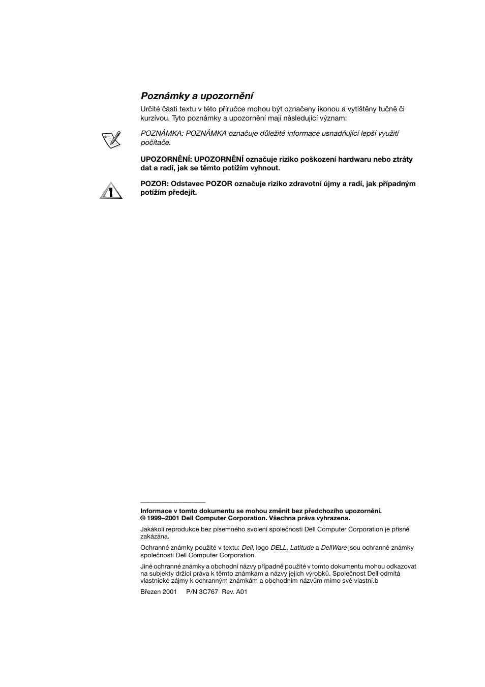 Poznámky a upozornění | Dell Latitude L400 User Manual | Page 27 / 225