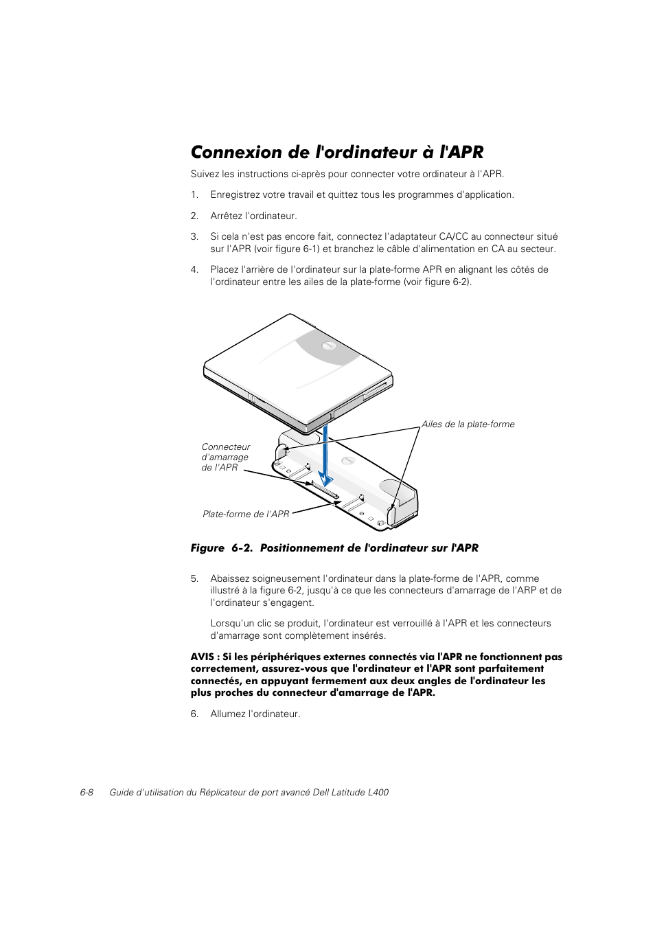 Connexion de l'ordinateur à l'apr | Dell Latitude L400 User Manual | Page 83 / 225