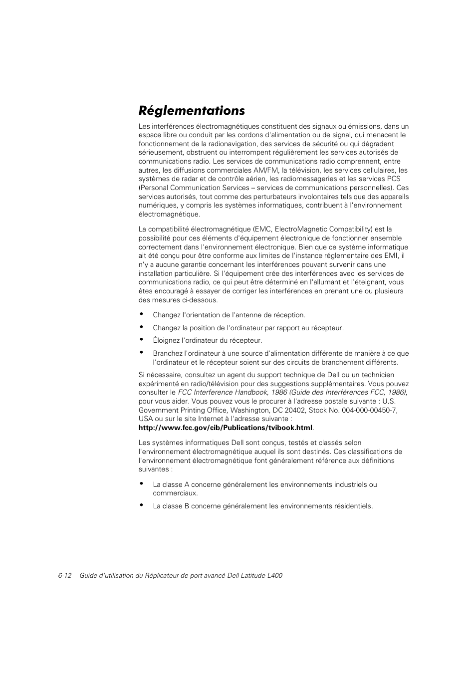 Réglementations | Dell Latitude L400 User Manual | Page 87 / 225