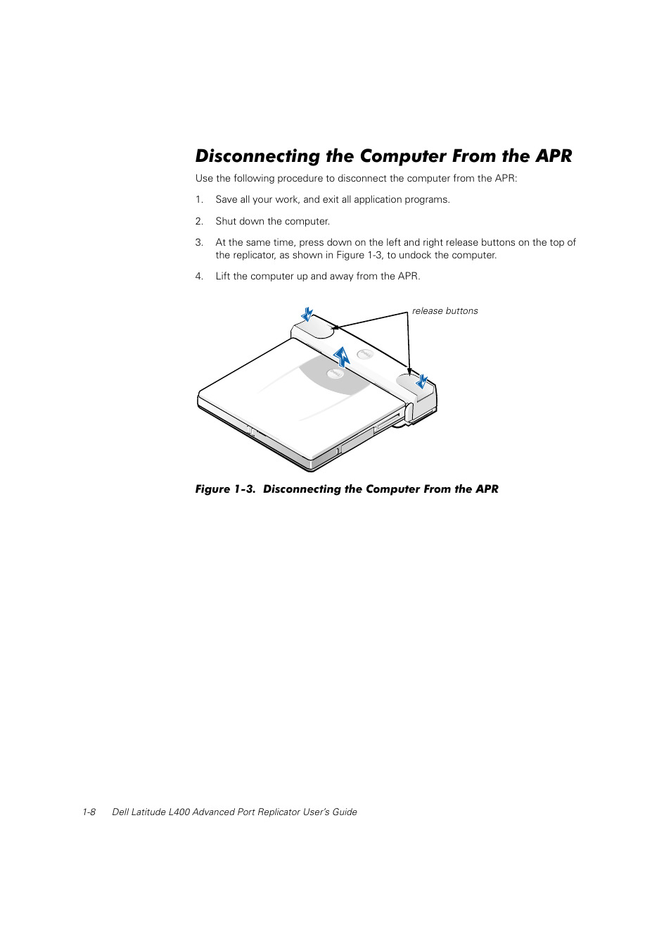 Disconnecting the computer from the apr | Dell Latitude L400 User Manual | Page 9 / 225