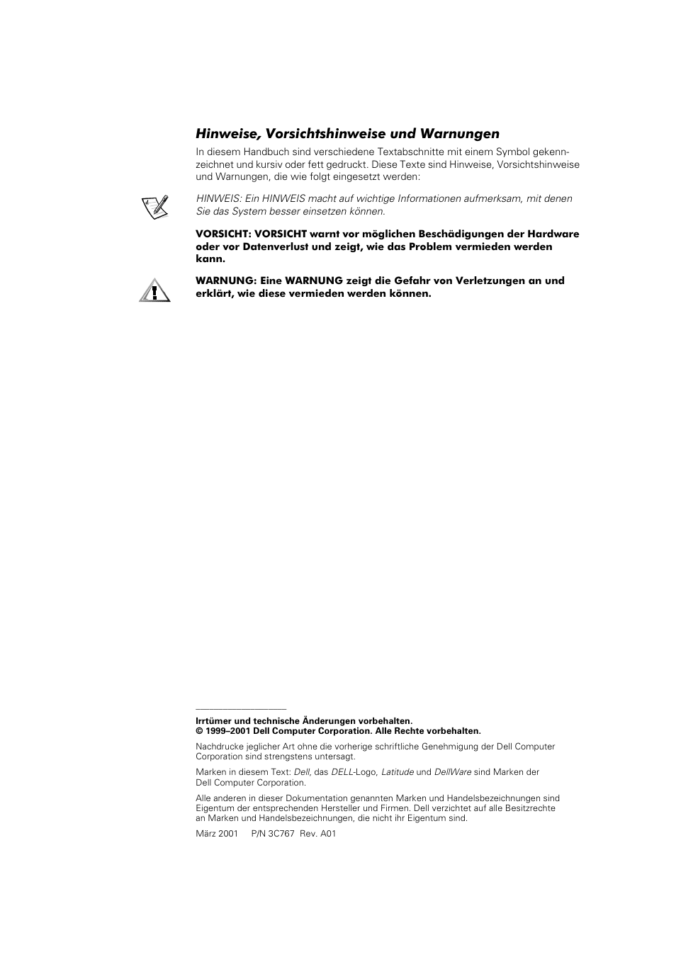 Hinweise, vorsichtshinweise und warnungen | Dell Latitude L400 User Manual | Page 91 / 225