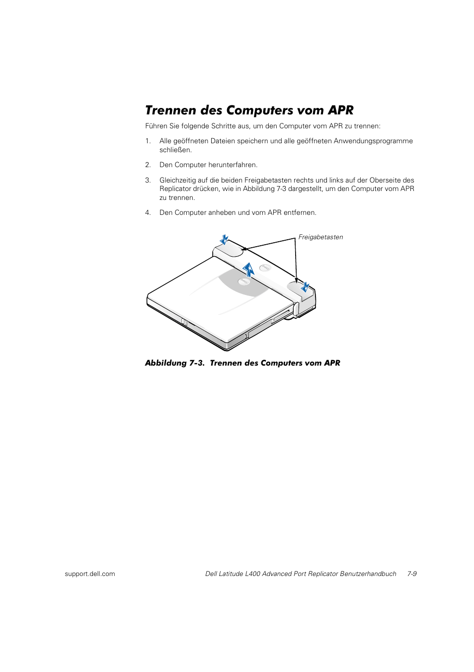 Trennen des computers vom apr | Dell Latitude L400 User Manual | Page 98 / 225