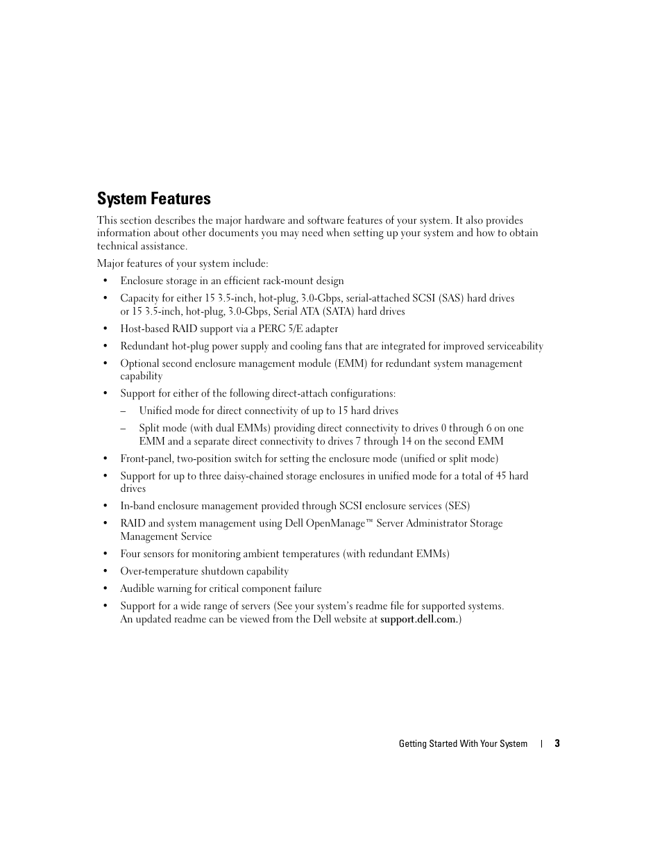 System features | Dell POWERVAULT MD1000 User Manual | Page 5 / 102