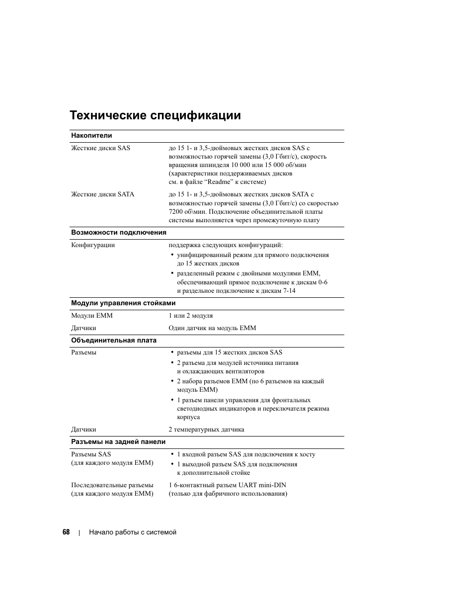 Технические спецификации | Dell POWERVAULT MD1000 User Manual | Page 70 / 102