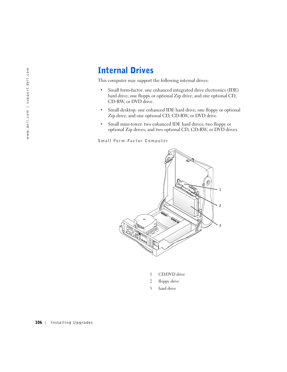 Internal drives | Dell OptiPlex GX240 User Manual | Page 108 / 298