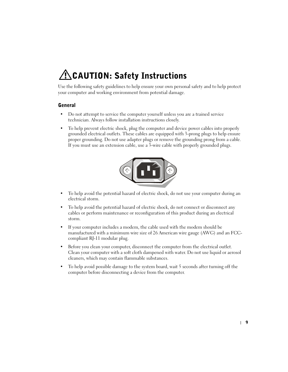 Caution: safety instructions | Dell OptiPlex GX240 User Manual | Page 11 / 298