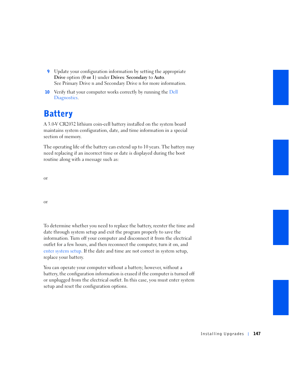 Battery | Dell OptiPlex GX240 User Manual | Page 149 / 298