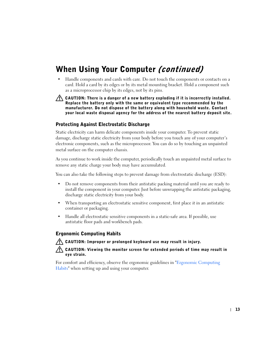 When using your computer (continued) | Dell OptiPlex GX240 User Manual | Page 15 / 298