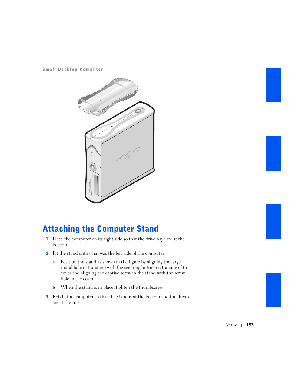 Attaching the computer stand | Dell OptiPlex GX240 User Manual | Page 155 / 298