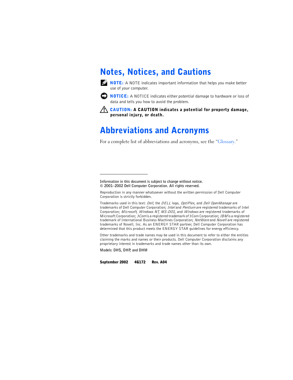 Abbreviations and acronyms | Dell OptiPlex GX240 User Manual | Page 2 / 298