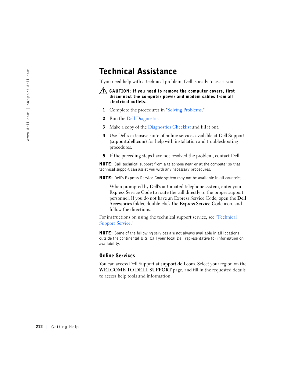 Technical assistance | Dell OptiPlex GX240 User Manual | Page 214 / 298