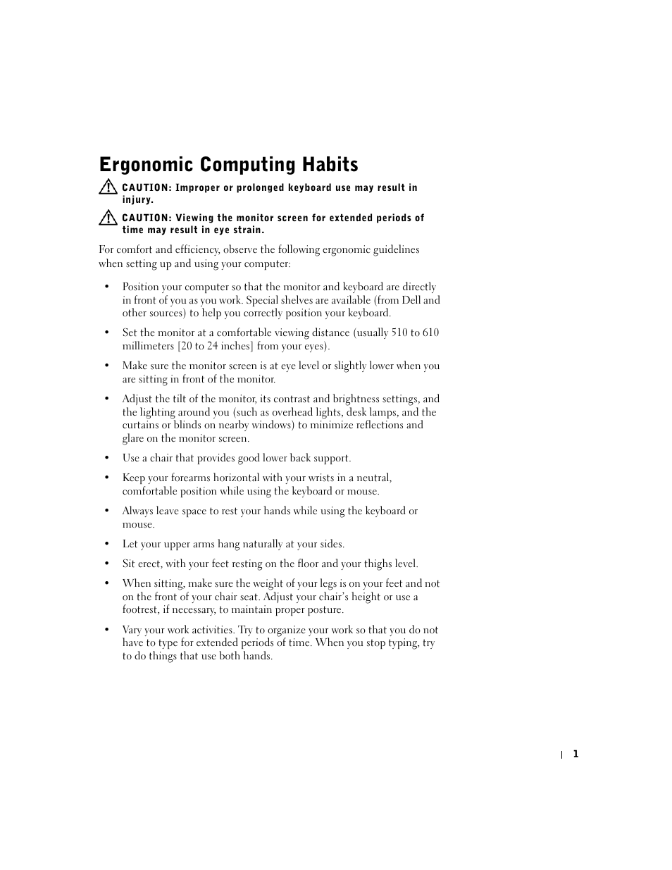 Ergonomic computing habits | Dell OptiPlex GX240 User Manual | Page 253 / 298