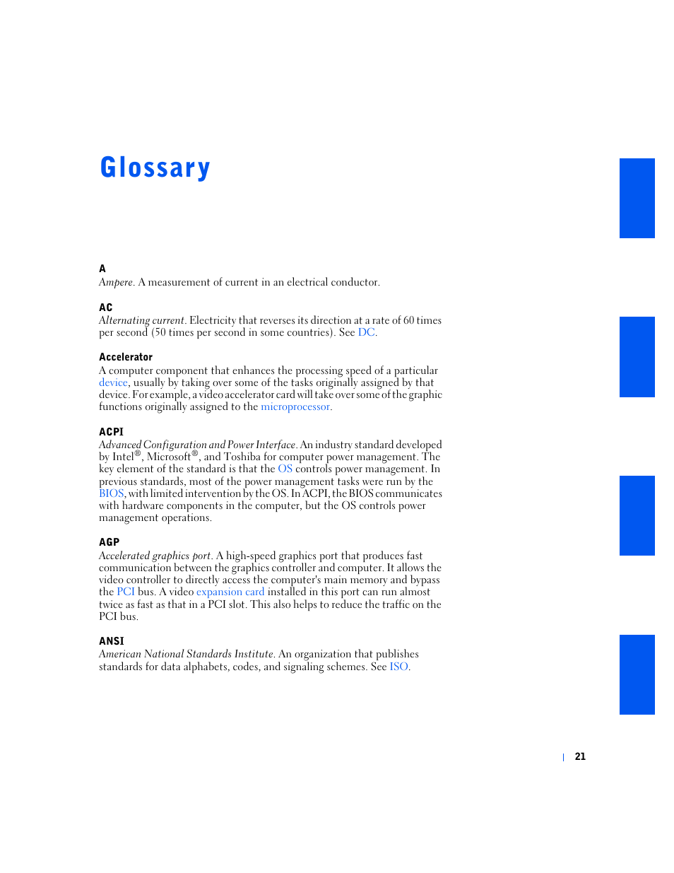 Glossary | Dell OptiPlex GX240 User Manual | Page 273 / 298