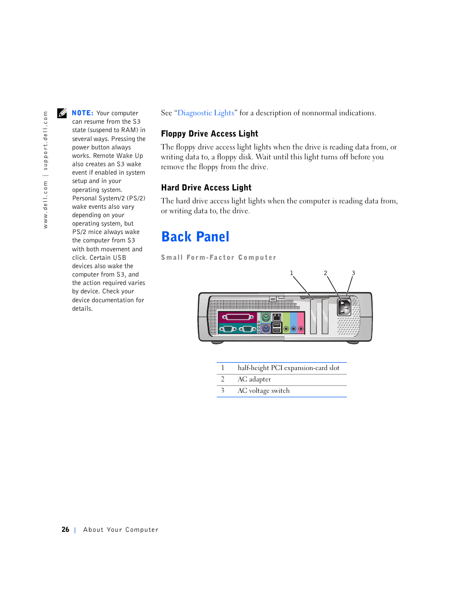 Back panel | Dell OptiPlex GX240 User Manual | Page 28 / 298